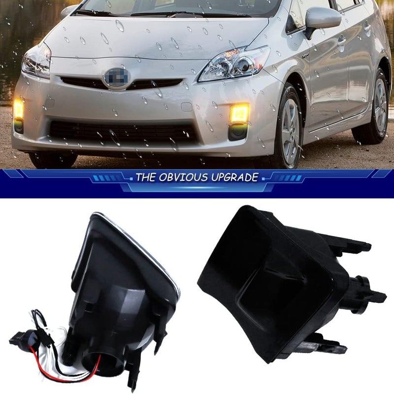 TurningMax For 2010 2011 Toyota Prius Front bumper Turn Signal Lights Parking Lamps Switchback 2 in1 Amber/white Led Smoked Lens 8151147020, 8151147022 - Image 2